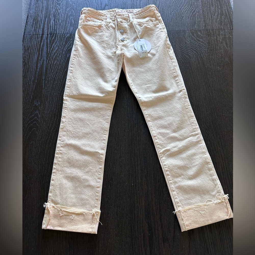 AG Adriano Goldschmied Women's Cream Cropped Jeans